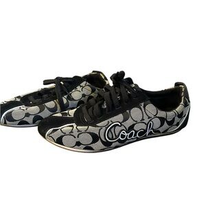 Coach Monogram Black and Gray Lace-Up Sneakers